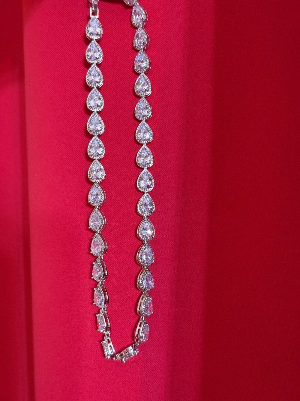 16” New Women’s Cubic Zirconia Water Drop Crystal Statement Choker Necklace
